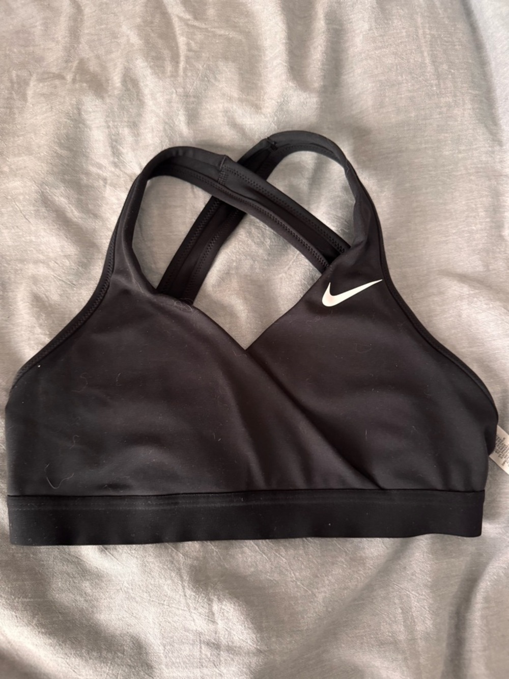 Nike Black Crisscross Back Sports Bra with White Swoosh